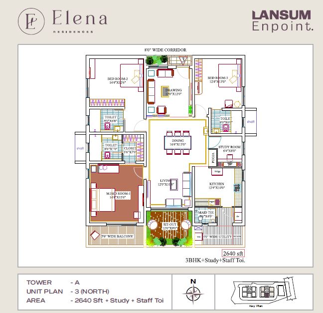 Lansum Elena 3 BHK Floor Plan