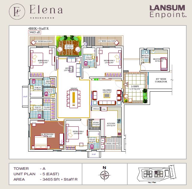 Lansum Elena 4 BHK Floor Plan