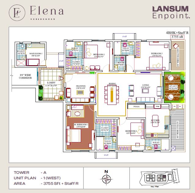 Lansum Elena 4 BHK Floor Plan