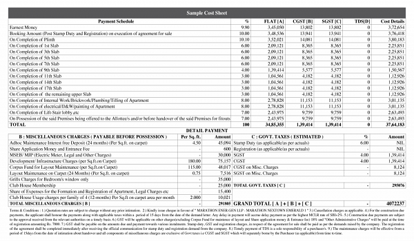 Lansum Elena Cost Sheet